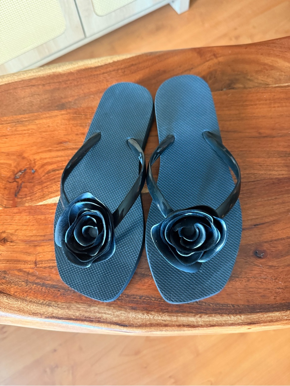 Target Black Rosette Jelly Flip Flops